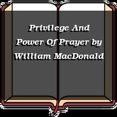 Privilege And Power Of Prayer