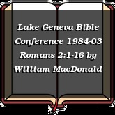 Lake Geneva Bible Conference 1984-03 Romans 2:1-16