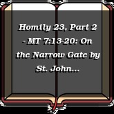 Homily 23, Part 2 - MT 7:13-20: On the Narrow Gate