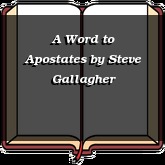A Word to Apostates
