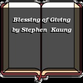 Blessing of Giving