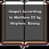 Gospel According to Matthew III