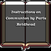 Instructions on Communion