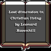 Lost dimension in Christian living