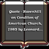 Quote - Ravenhill on Condtion of American Church, 1985
