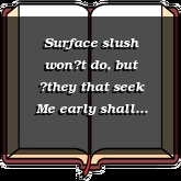 Surface slush wont do, but they that seek Me early shall find Me.