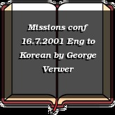 Missions conf 16.7.2001 Eng to Korean