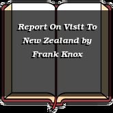 Report On Visit To New Zealand