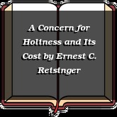 A Concern for Holiness and Its Cost