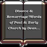 Divorce & RemarriageWords of Paul & Early Church