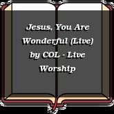 Jesus, You Are Wonderful (Live)